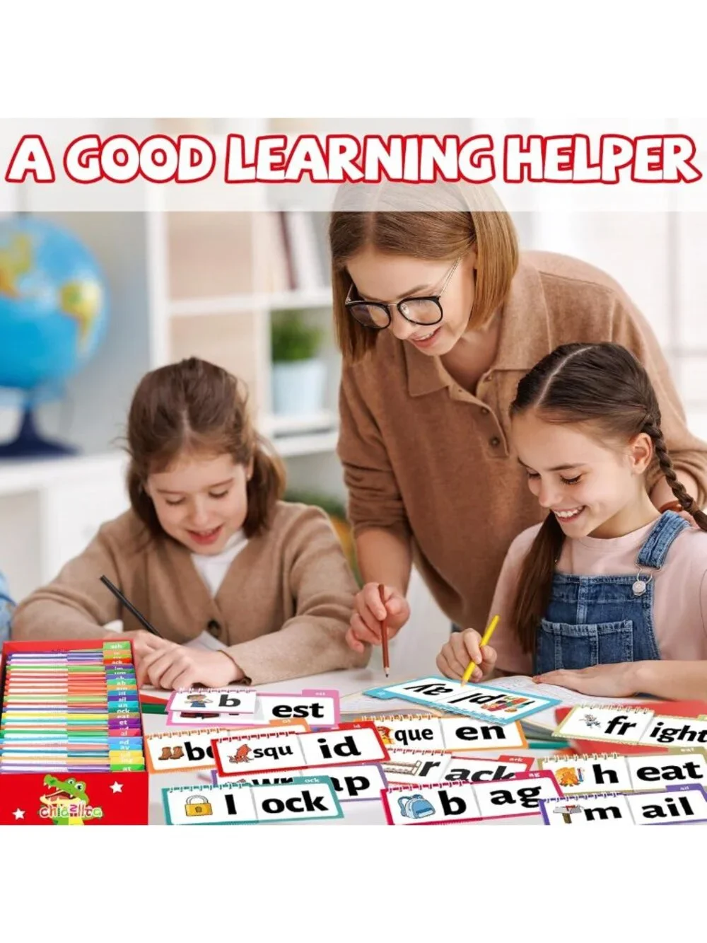 48-Word Family Build Book & Phonics Flashcards for Kids - Learn to Read & Rhyme!